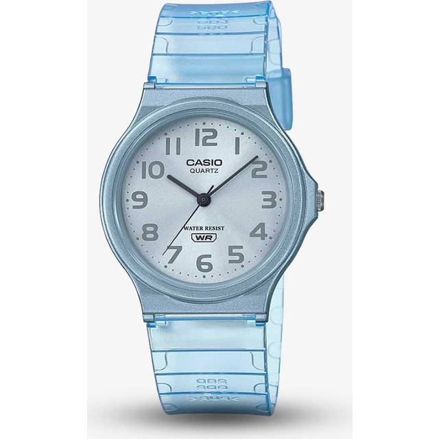 Casio Unisex kvartsurverk, boettstorlek 35,00 mm med vit analog urtavla och blått plast/harts armband MQ-24S-2BEF, Blå, Vardaglig