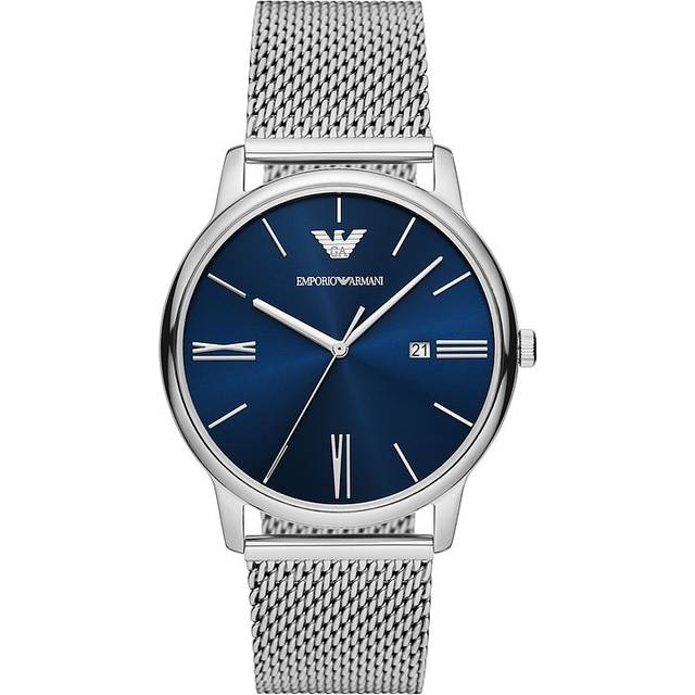 ARMANI AR11157 WOMEN&#39;S WATCH SILVER ROSE GOLD STRAP WHITE DIAL - Silver