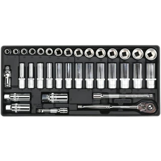 Sealey Premier Socket Set With Tool Tray 3/8sq Drive 35pc Tbt20