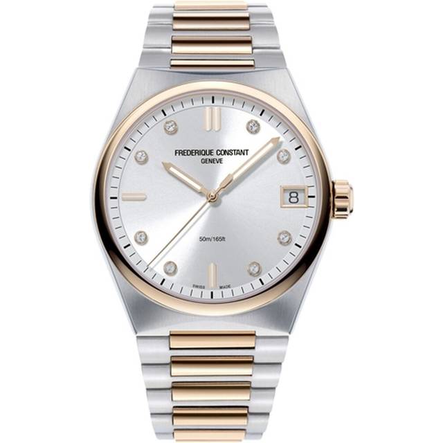 Frederique Constant Highlife Ladies Quartz FC-240VD2NH2B – Silver Dial, Diamond Markers, Two-Tone Rose Gold Bracelet