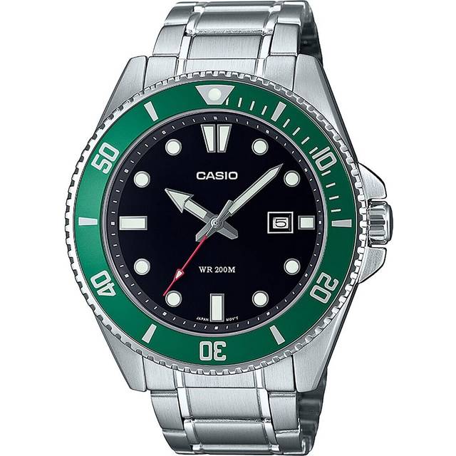 Casio Standard Analog Stainless Steel Black Dial Quartz MDV-107D-3 200M Men&#39;s Watch