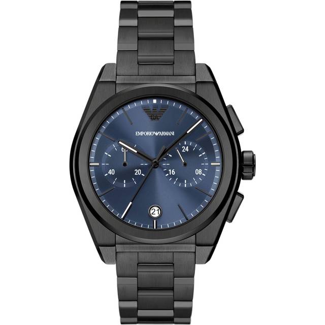 EMPORIO ARMANI AR11156 MEN'S WATCH BLACK STRAP BROWN DIAL GREY CASE - Grey