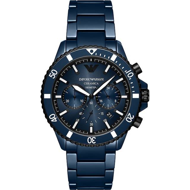 Emporio Armani Men's Chronograph Blue Dial & Blue Ceramic Bracelet Watch