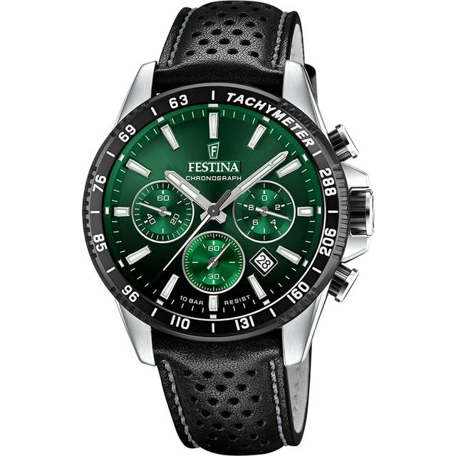 Festina Chrono F20561/5 - Herr - 45 mm - Analogt - Quartz - Mineralglas - Green (22 mm)