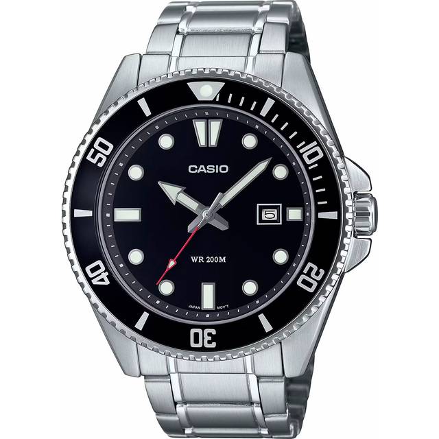 Casio MDV-107D-1A1VEF Men's Rotating Bezel Diver Strap Watch, Silver/Black