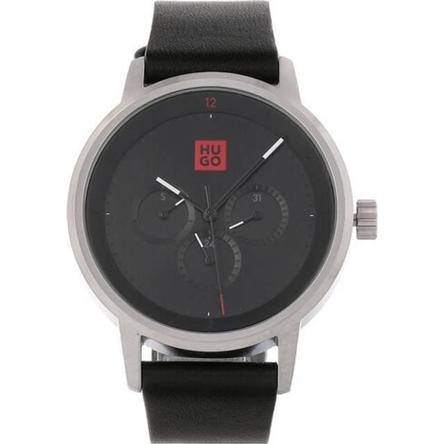 HUGO Define Men's Black Leather Strap Watch