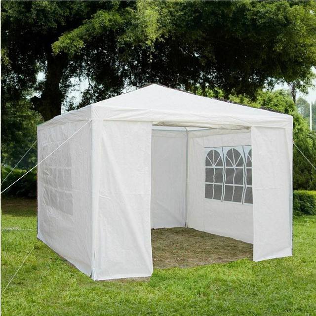 Gr8 Garden Gazebo With Sides Garden Marquee Tent Canopy 3x3m [White], White