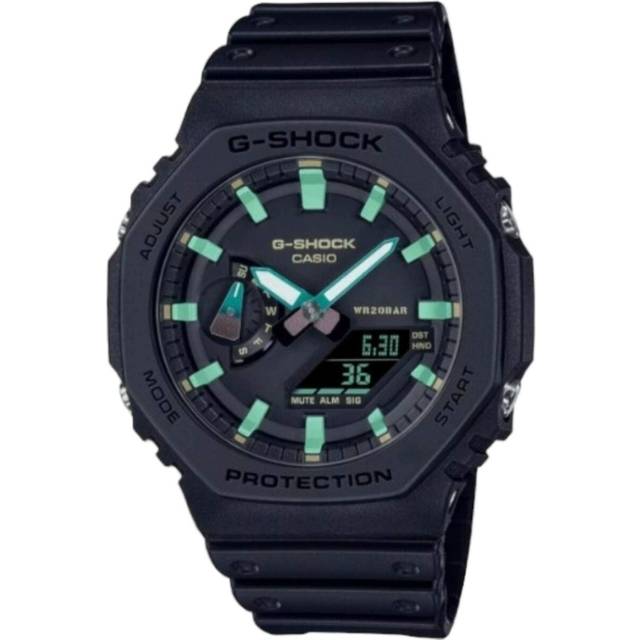 Casio G-Shock Analog Digital Resin Strap Black Dial Quartz GA-2100RC-1A 200M Men&#39;s Watch