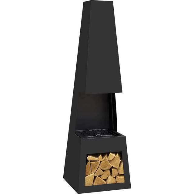 Sealey - DG107 Dellonda Outdoor Chiminea Fireplace Fire Pit Heater Firewood Storage Black Steel