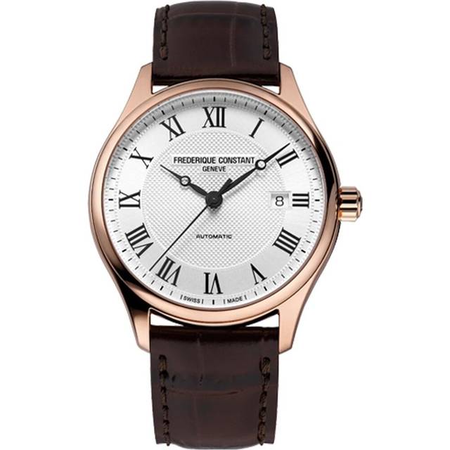 Frederique Constant FC-303MC5B4 Men's Classic Index Automatic Leather Strap Watch, Brown/White