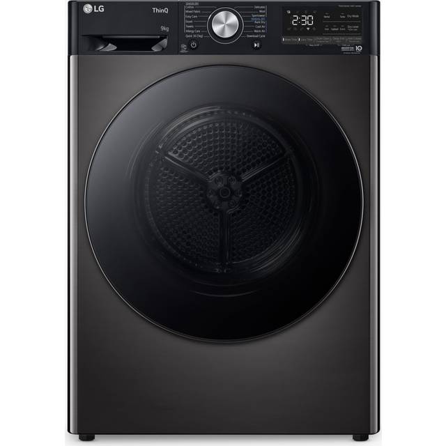 LG Dual Dry™ FDV909BN Wifi Connected 9Kg Heat Pump Tumble Dryer - Platinum Black - A+++ Rated