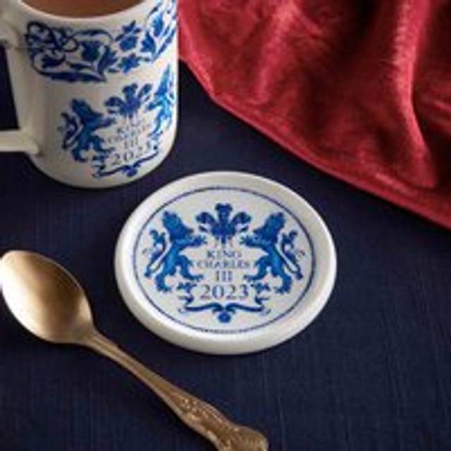Spode Kings Coronation Charles III Single Ceramic Coaster - White (16cm W X 10cm D)