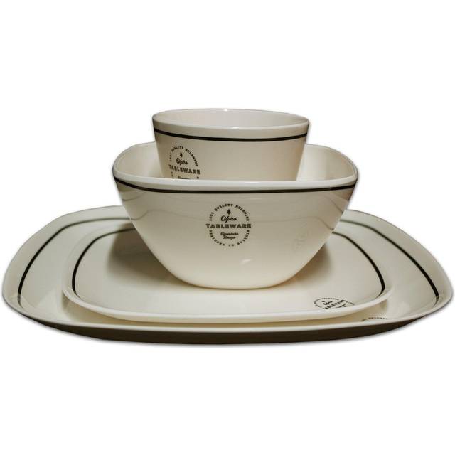 Olpro Signature Square Melamine Set - Cream / 8 - Brown