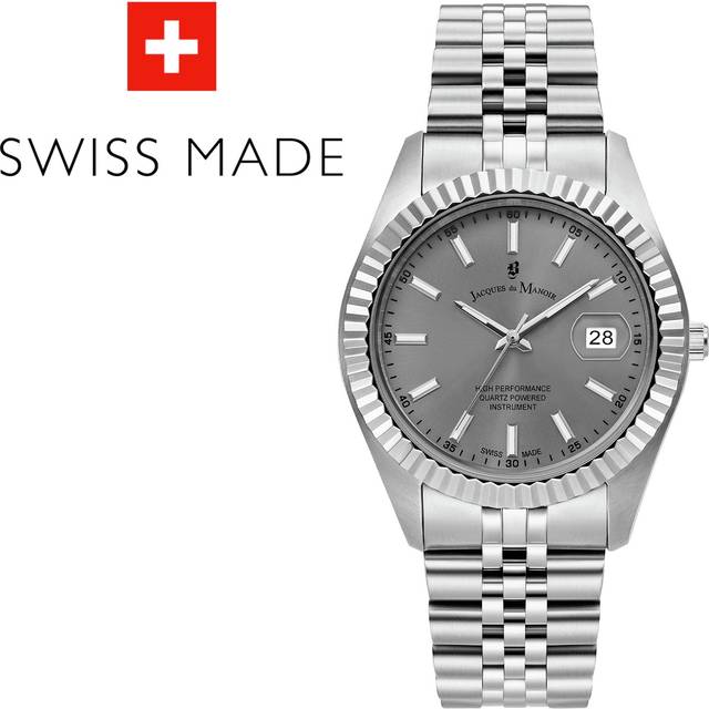 Jacques Du Manoir Swiss-made Unisex Inspiration Business Silver plated Bracelet Watch, Silver, Women - Ilver