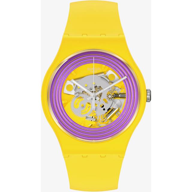 Swatch Mens Purple Rings Yellow Watch SO29J100 - Skeleton