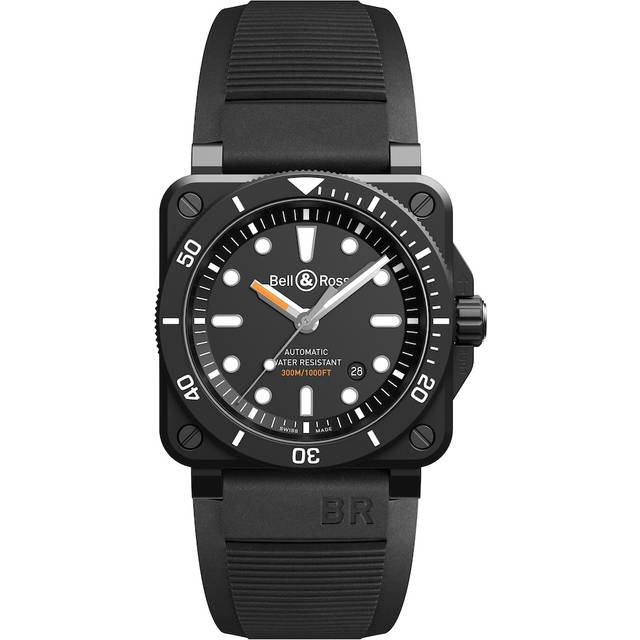 Bell & Ross Mens Black Ceramic Br 03-92 Diver and Rubber Automatic Watch 42mm
