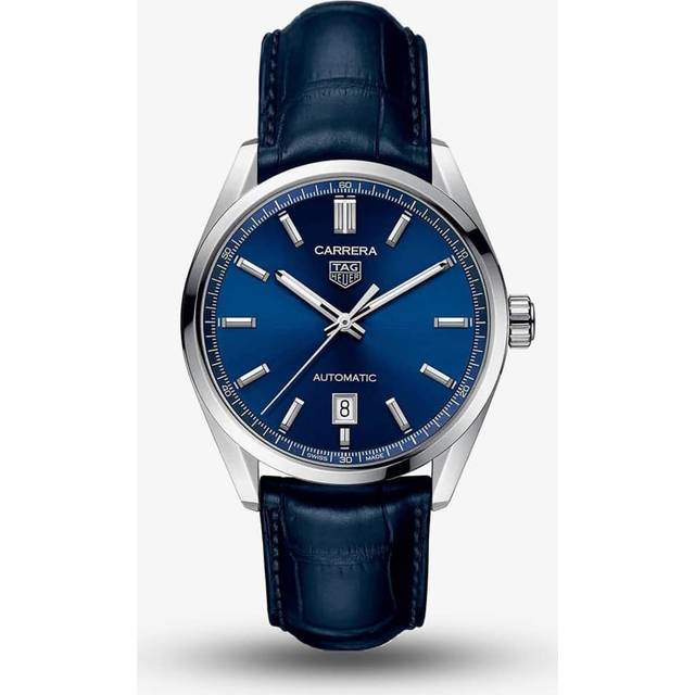Tag Heuer Carrera Date Leather Strap Blue Dial Automatic WBN2112.FC6504 100M Men's Watch blue