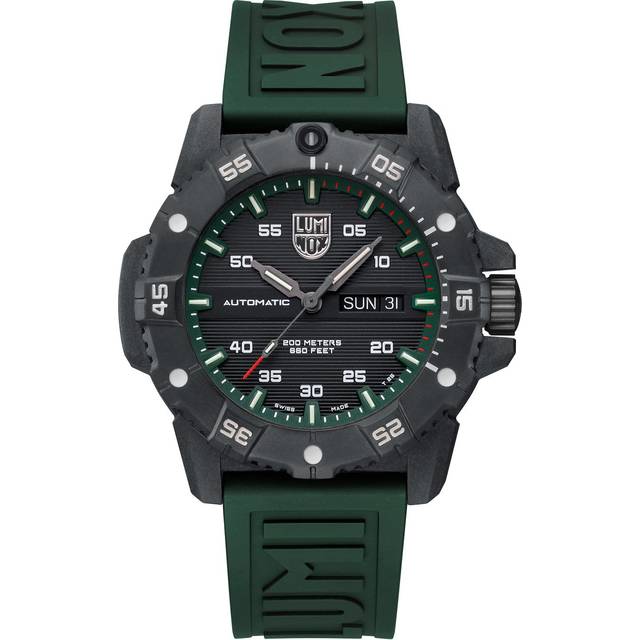 Luminox Master Carbon SEAL Green Rubber Strap Black Dial Swiss Automatic Diver's XS.3877 200M Men's Watch black