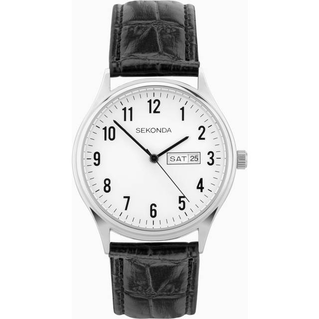 Sekonda Easy Reader Men's Black Leather Strap Watch