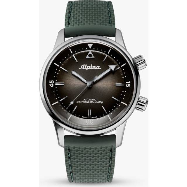 ALPINA Mens Seastrong Green Rubber Strap Watch AL-520GR4H6 - Black