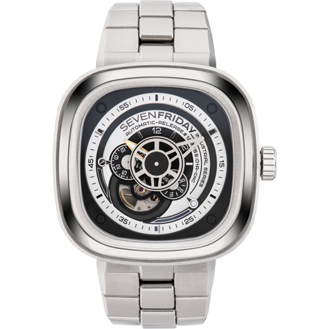 Sevenfriday P-Series NFC Black And White Open Heart Dial Automatic P1B/01M SF-P1B-01M Men's Watch