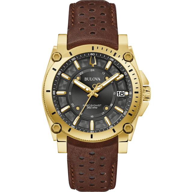 Bulova 97B216 Men's Icon Precisionist Leather Strap Watch, Brown