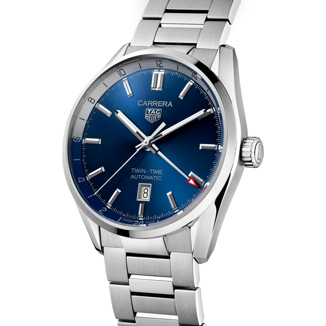 TAG HEUER Carrera Twin Time 41MM AUTO Blue Dial Men's Watch WBN201A.BA0640 - 41 mm