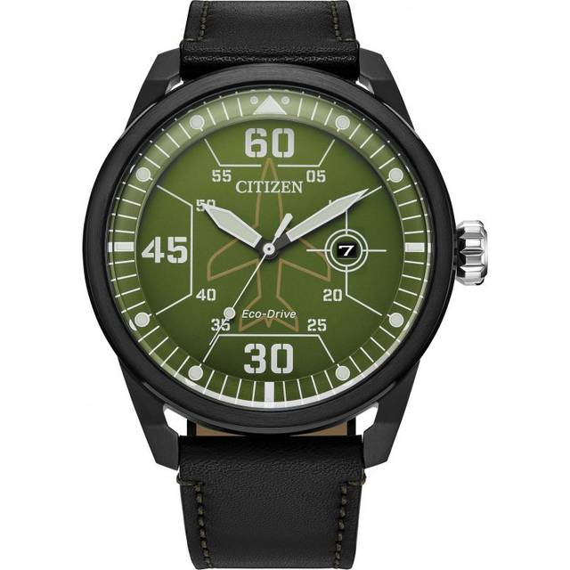 Citizen Mens Eco Drive Green Dial & Black Strap Watch AW1735-03X