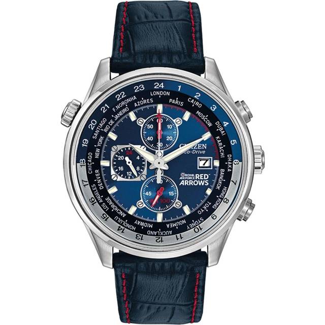 Citizen CA0081-01L Men's Red Arrows Engineers Eco-Drive Leather Strap Watch, Blue
