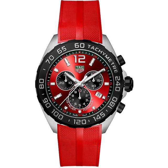 TAG HEUER Formula 1 Quartz CHRONO 43MM Red Rubber Men's Watch CAZ101AN.FT8055 - 43 mm