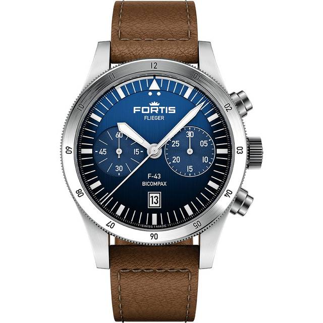 FortisFlieger F-43 Bicompax Liberty Blue on Leather strap