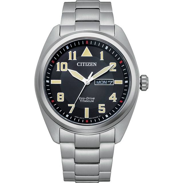 Citizen BM8560-53E Men's Eco-Drive Day Date Bracelet Strap Watch, Silver/Black