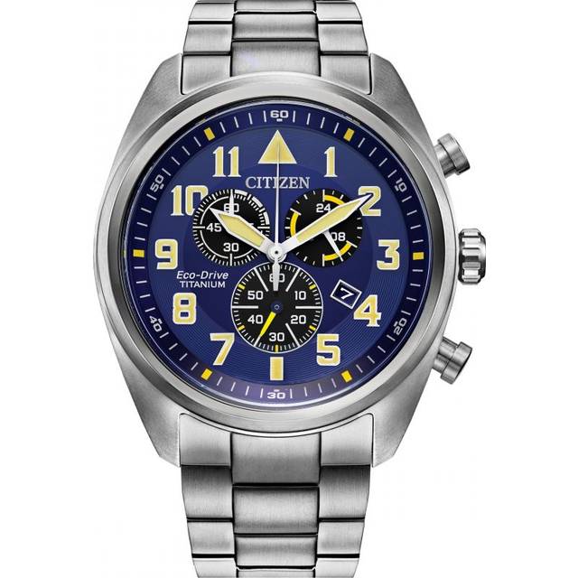 Citizen Mens Eco-Drive Blue Dial Chronograph Watch AT2480-57L