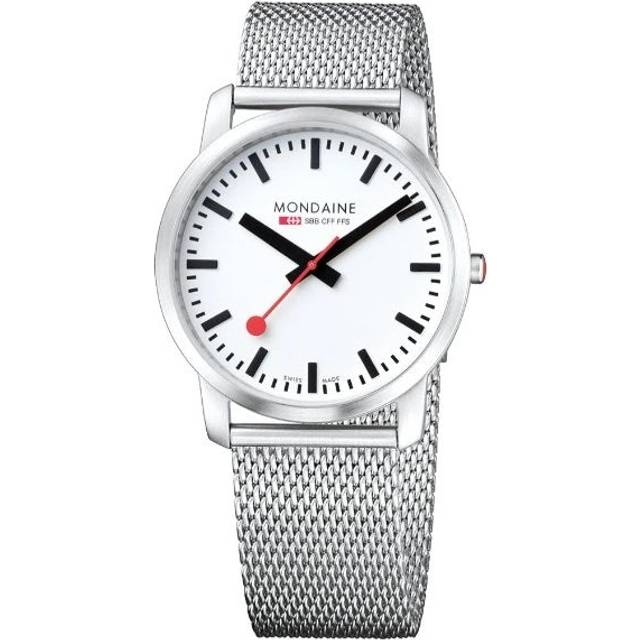 Mondaine Simply Elegant 40 Mm Stainless Steel Unisex Watch, Silver, Men - Ilver