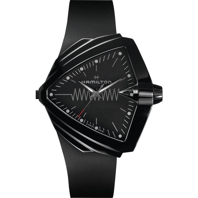 Hamilton Ventura XXL Bright Black Dial Black Silicone Strap Men's Watch H24604330