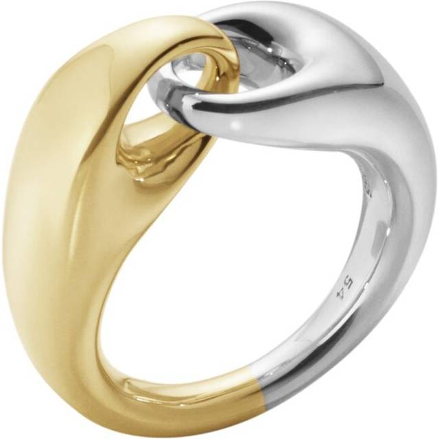Georg Jensen Reflect 18ct Yellow Gold Sterling Silver Large Link Ring - 52