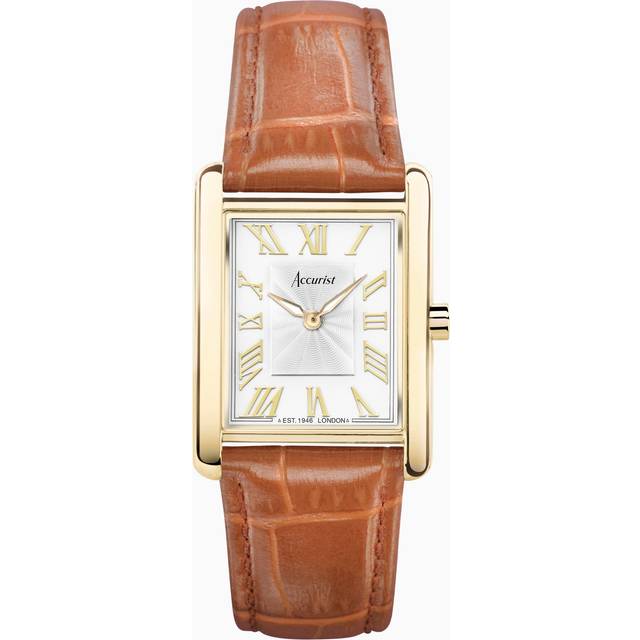 Accurist Ladies' Rectangle 26mm Dial Tan Leather Strap Watch
