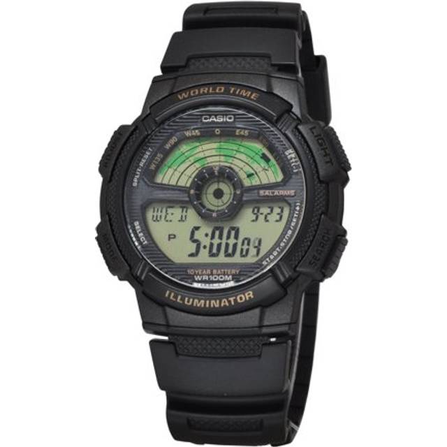 CaSio Ae 1100w 1bvSdf  Ae 1100w 1bv  Digital SportS Soldier World Time Men S Urethane Watch AE-1100W-1BVSDF