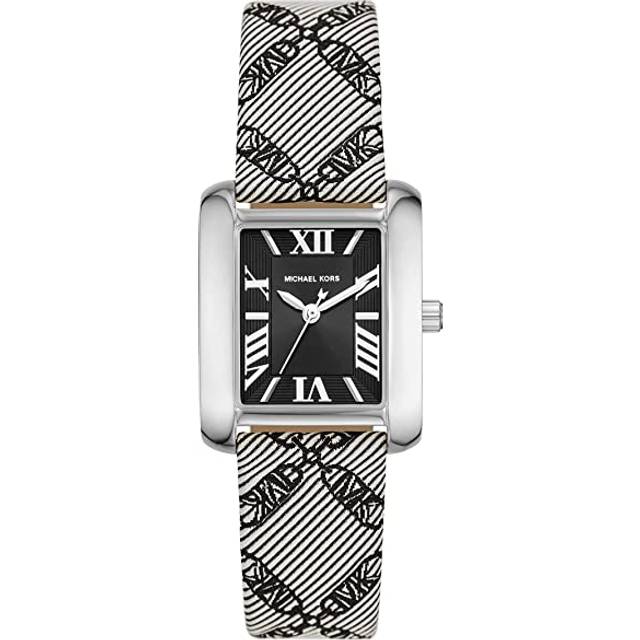 MK Mini Emery Silver-Tone and Empire Logo Jacquard Watch - Black - Michael Kors - ONE SIZE