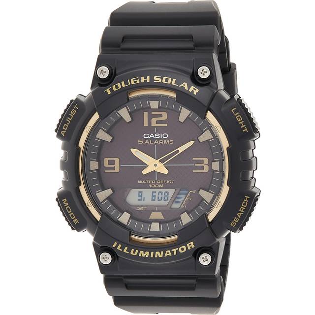 CASIO Waterproof Sports Solar Powered Mens Black/Gold Analog/Digital Combo AQ-S810W-1A3V - Free