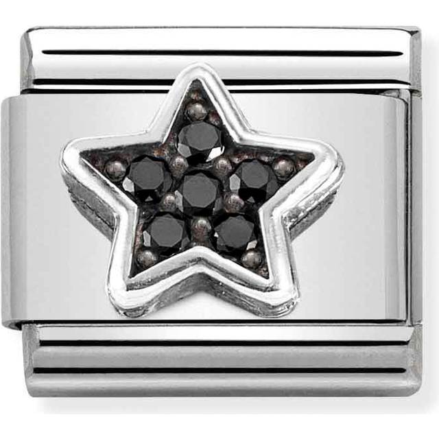 Nomination Symbols steel Zirconia and Silver Black Star - Silver,Black - 0.9 x 1.0cm