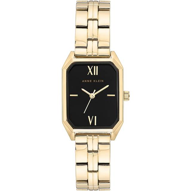 Anne Klein Women's Octagonal Shaped Metal Bracelet Watch in Black&Gold-Tone