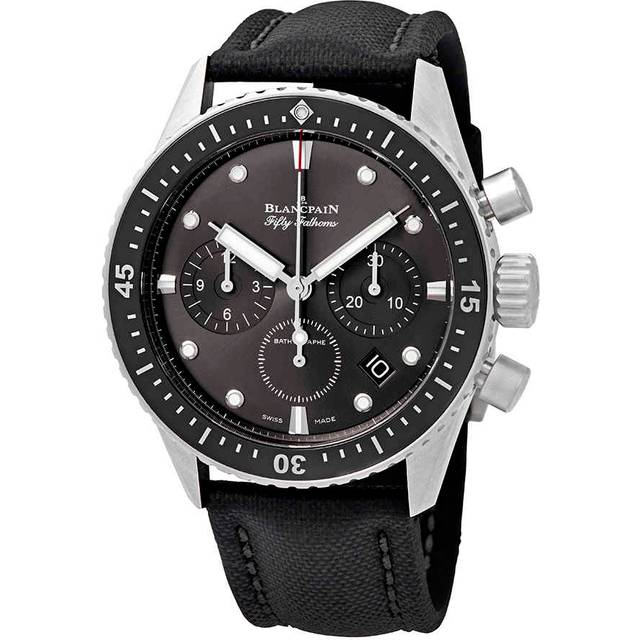Blancpain Mens Black 5200 1110 B52a Fifty Fathoms Stainless-steel and Canvas Automatic Watch 43mm - BLACK