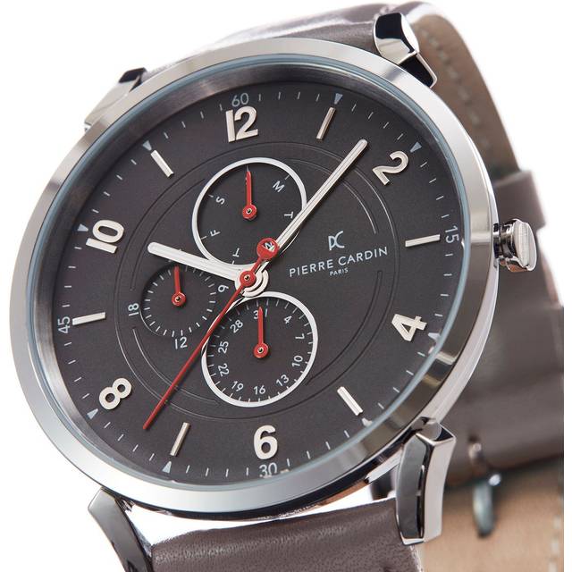 Pierre Cardin Pigalle Boulevard Mens Grey Watch CPI.2025 Leather - One Size