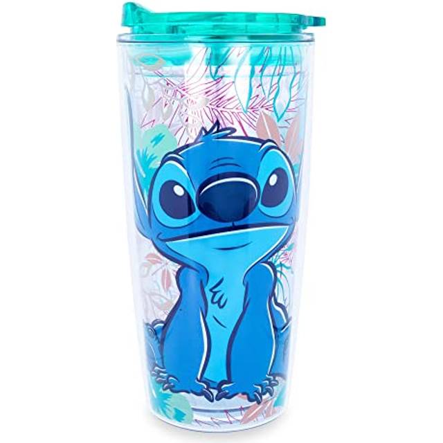 Silver Buffalo Disney Lilo and Stitch Double Wall Travel Tumbler with Slide Close Lid  20 Ounces