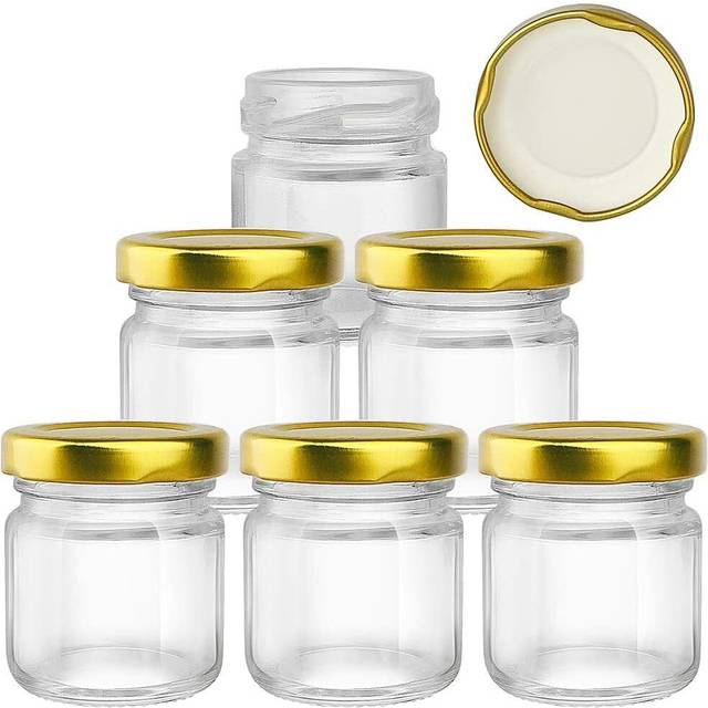 Folinstall 60 Pack Small glass Jars with Lids, 15 oz Mini Honey Jars, candle Jar for candle Making for gifts, crafts, Spices, Wedding, Party Favors