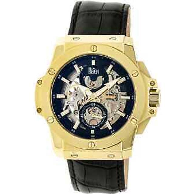 Commodus Automatic Skeleton Leather-Band Watch - Black - One Size