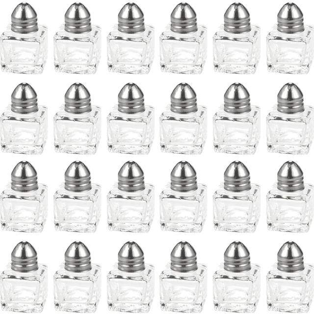 Salt and Pepper Shakers Set - 24-Piece Set - Glass Kitchenware, Mini Salt and Pepper Holders, Transparent, Holds 15 g