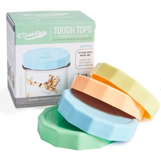 Masontops Tough Tops - Ball Wide Mouth Mason Jar Lids Plastic Leakproo