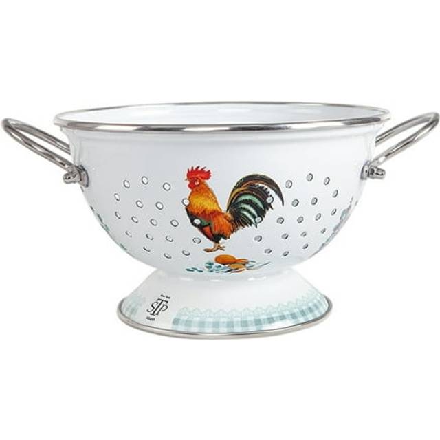 Enameled Aluminum Fine Mesh Strainer Drainer for Food Enamel ColanderStrainer 26 Qt 25 L Pasta Drainer with Handle Rice Str